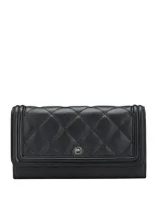 Da Milano Genuine Leather Black Flap Over Womens Wallet (10209)