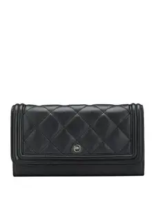 Da Milano Flap Leather Wallet for Women - Black