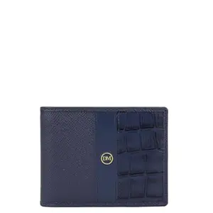 Da Milano Leather Bifold Men Wallet with Card Slot - Blue