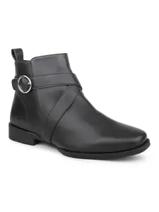 Inc.5 Women Black Mid Top Boots with Buckle Detail