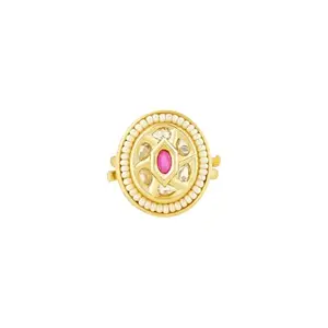 TEEJH Rishina Red and Gold Ring