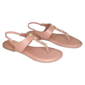 Women's Stylish Floral Flip-Flops | Comfortable Slippers with Cusion soft botom Sole TPC | Flat Synthetic materials (Peach, UK Footwear Size System, Adult, Women, Numeric, Medium, 5)