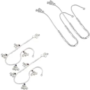 Heer Collection Traditional Trendy Jewellery All Occassions Anklets Payal Pair for Women/Girls Alloy Anklet (Pack of 4)(Combo Payal-109&117-(1PairEach))