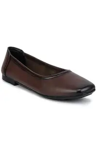 Zoom Shoes Premium Leather Comfortable Lightweight Bellies for Women with Rubber Sole Ideal for Casual Wear Brown