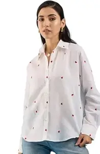 Shree Yamuna Creationn Women’s Stylish Heart Print Shirt – Comfortable Rayon Fabric, Hip Length Casual