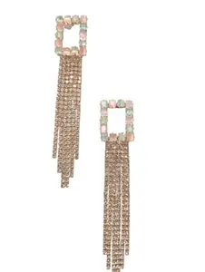 Multicolor Crystal Square Shape Dangle Earrings for Women and Girls