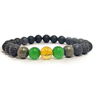 DHAARMIK - Money Magnet Crystal Bracelet For Wealth Income & Prosperity Citrine, Aventurine, Pyrite For Unisex, bead size 8mm