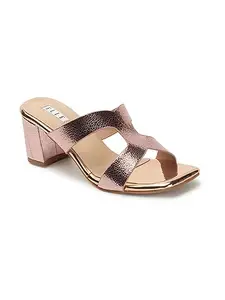 ELLE Women's EL-AR-W-116 Fashionable and Stylish Stilleto Heels Slide Sandal Rose Gold 4 Kids UK