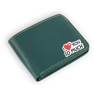 NAVYA ROYAL ART Men's Leather Wallet - I Love You So Much Design Printed on Wallet - Green Color