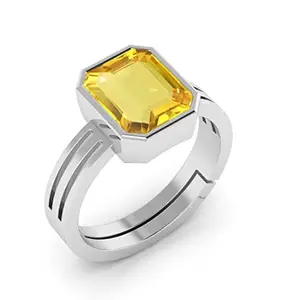 MBVGEMS YELLOW SAPPHIRE RING Pukhraj Gemstone Panchdhatu Ring Adjustable Ring 9.25 Ratti NATURAL Yellow Sapphire RING For Men And Women By LAB -CERTIFIED