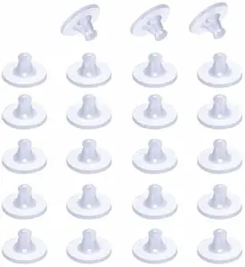 Plastic Small Size Earring Back Stoppers/Push Buttons/Finding Studs/Earring Plugs Rubber Bullet Backs with Pad (Blueish White)- 200 PIECES BY Gulab's Tools