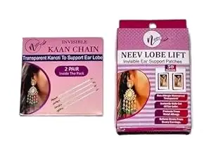 Neev Fashion Neev Lobe Transparent Kanauti for Women – Pack of 2 Kanauti + Free Pack of 50 Lobe Lift Ear Patches | Invisible, Waterproof For comfortable support for heavy earrings
