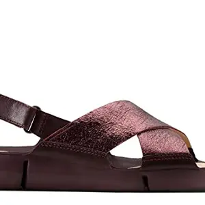 Clarks Women Burgundy Leather Fashion Sandals-3.5 UK (36 EU) (26143650)