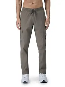 TECHNOSPORT Men's Regular Fit Mid Rise Polyester Solid Cargos for Activewear, Regular Use and Quick Dry