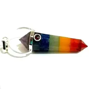 Natural Seven Chakra Double Point Obelisk Healing Crystal Gemstone Pendant Seven Chakra Crystal Double Point Pendant