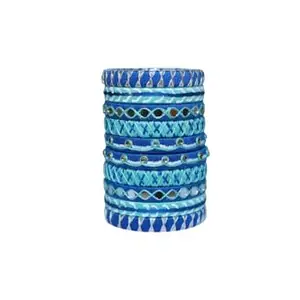 Neerja Cotton Thread Bangles Bangles, Handcrafted Cotton Thread Bangle Set 1- pcs for Women & Girls. (BLUE, 2-6)