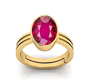 Kirti Sales Gems 8.25 Ratti A+ Quality Natural Burma Ruby Manik Unheated Untreatet Gemstone Gold Ring for Women's and Men's{GGTL Lab Certified}