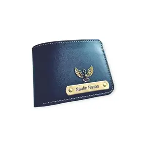 NAVYA ROYAL ART Customised Wallet for Men Personalized Wallet with Name Printed Leather Name Wallet for Men Customized Gifts for Men Personalised Mens Purse with Name & Charm | Blue