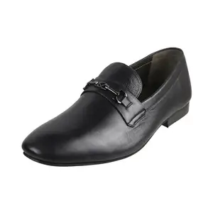 Metro Men Black Formal Leather Flat Shoes UK/8 Eu/42 (14-244)