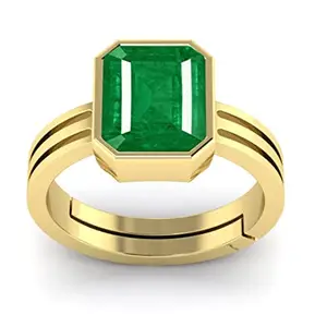 RRVGEM Emerald Ring 4.50 Carat Natural Natural Emerald Ring Gold Plated Adjustable Ring Astrological Adjustable Ring for Man and Women