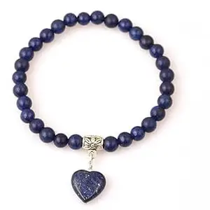 Pearlz Gallery Lapiz Lazuli Beads Bracelet with a heart charm