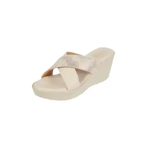 Metro Women Off/White Cross Strap Wedge Heel Fashion Slip-on Sandal UK/4 EU/37 (34-259)
