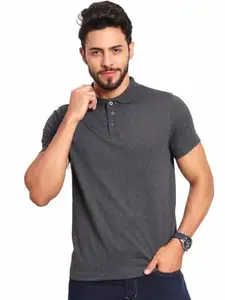 GET Golf Men's Cotton Blend Solid Polo Collar Casual Tshirt Has A Short SleevesBZR1019-Charcoal_L