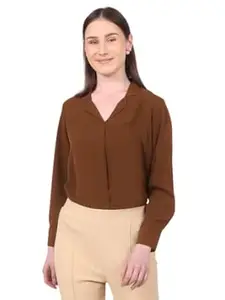 MISS WEARS Women's Regular Fit Cotton Blend Long Sleeves Opaque Shirt Style Top