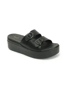 ELLE Women Platform Heel Sandal, Black, UK-4