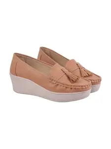 Shoetopia Smart Casual Tan Loafers for Women & Gilrs /EU41