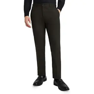 Raymond Men's Slim Fit Mid Rise Solid Pattern Polyester Viscose Blend Flat Front Trouser