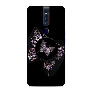 Screaming Ranngers Designer Printed Hard Matt Finish Mobile Case Back Cover with Mobile Holder for Oppo F11 Pro (Butterfly/Girl Designs)