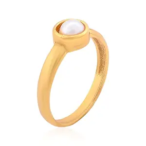 Zumrut� Gold Plated Designer White Pearl/Moti Ratti White Gemstone stylish Good Luck Charm Fashion Free Size Finger Ring for Women/Men