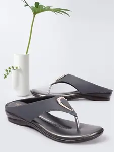 Picktoes PT-S136 Women's Grey Synthetic Leather Casual Heel Sandal