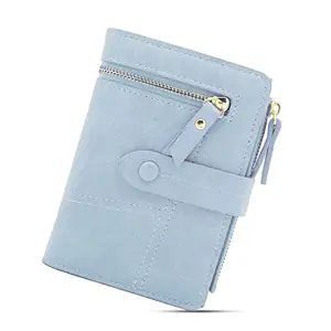 PALAY® Purse for Women Bifold Wallet Card Organizer Girl Wallet Solid Color Women Purse Viberant Blue Wallet