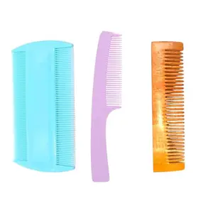 Plastic Lice Comb for Kids & Neem Wood Comb for Scalp Health - Portable Pocket Comb for Travel - Pack of 1