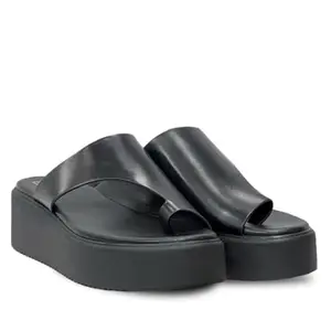 VIVILBLU Women Leather Platform Sandals | Comfortable Stylish Footwear for Casual, Office, Travel and Festive Occasions_Black(Size=4)