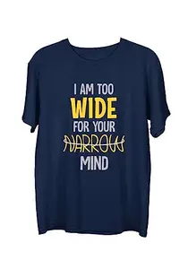 Wear Your Opinion Men's S to 5XL Premium Combed Cotton Printed Half Sleeve T-Shirt (Design : Wide for You,Navy,X-Large)