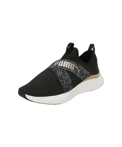 Puma Womens Softride Harmony Slip Leo Black-Warm White-Alpine Snow Running Shoe - 3 UK (31013001)