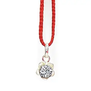 RUDRADIVINE Silver White Gold Plated Heart Solitaire Pendant Chain American Diamond Certified 5.25 Ratti Necklace for Women