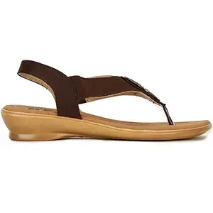 Bata Women Helen Sandal Brown Flats, (6614750) UK 3