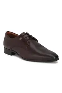 Louis Philippe Men Formal Brown Leather Derby Shoes