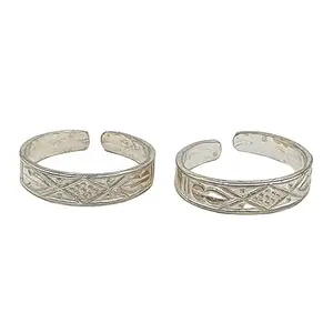 Sahiba Gems Solid Silver Plain Comfortable And Designer Self Line Toe Ring | Beautiful Design | 2 Pieces Set