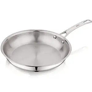 Allo Stainless Steel Triply Fry Pan/Skillet for Curry/Stir-Fry/Deep-Fry/DryVeg/Sauté/Cooking Induction Friendly, Naturally Non-Stick with Handle Steel Pan | 10 Years Warranty, 24cm, 2 litres price in India.