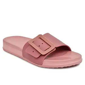 BEONZA Women Latest Stylish Sliders Flip Flops Slippers, Pink - 5 UK