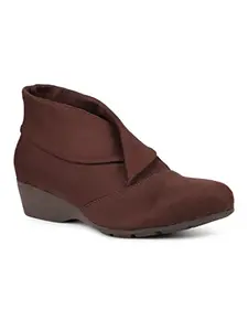 Inc.5 Women Brown Wedge Heel Regular Boots