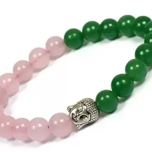 S&S Rose Quartz and Green Jade Bracelet for Men and Women