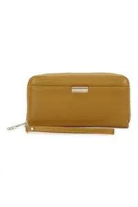 Van Heusen Women PU Yellow Solid Casual Wallets