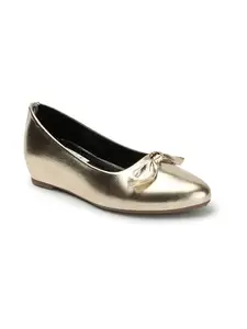 ELLE Women's Fashionable Solid Comfortable Ballerinas Colour-Gold, Size-UK 5