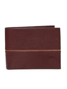 SAMTROH Brown Line Embellished Pu Leather Wallet for Men I 3 Card Slots I 2 Currency & Secret Compartments I 1 Coin Pocket.